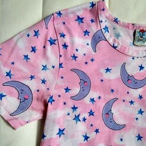 pink moon & star printed crop top 🌙✨